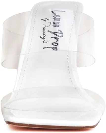 Privileged Lemon Drop Azalea Slip On Strappy Blocked Sandal Heels for Women