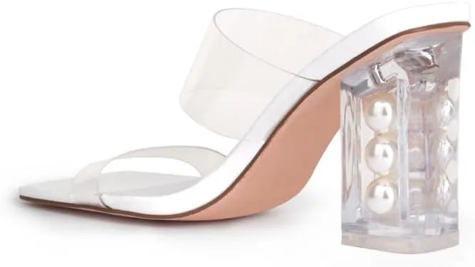Privileged Lemon Drop Azalea Slip On Strappy Blocked Sandal Heels for Women