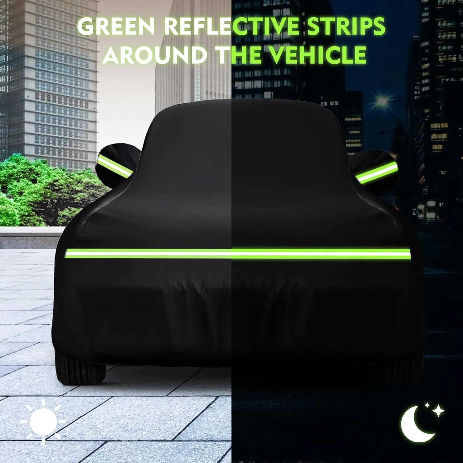QUNSUNUS Waterproof Car Cover for Oldsmobile 88 1949-1958/1986-1999, Outdoor Car Cover with Zipper, All Weather Full Exterior Cover with Straps and Elastic Edges for Wind, Sun, UV and Dust Protection