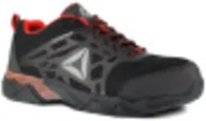 Reebok Work Men's RB1061 Beamer Safety Toe Seamless Athletic Work Shoe Black & Red Trim