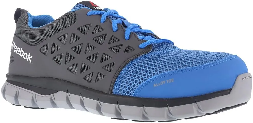 Reebok Work Women's RB044 Sublite Cushion Athletic Work Shoe Blue and Grey Alloy Toe Safety