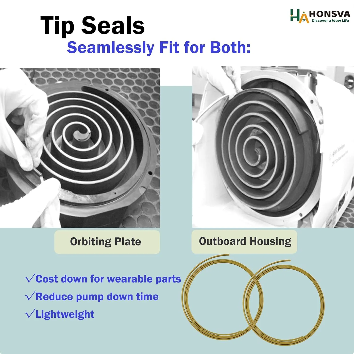 Replacement Tip Seal for Agilent IDP-15 Dry Scroll Pumps, Alternative tip Seal Replacement for Industrial & Lab Vacuum Pump Maintaining, Substitute for Dry Scroll Pump Repair, 1 Set (2pcs) Yellow