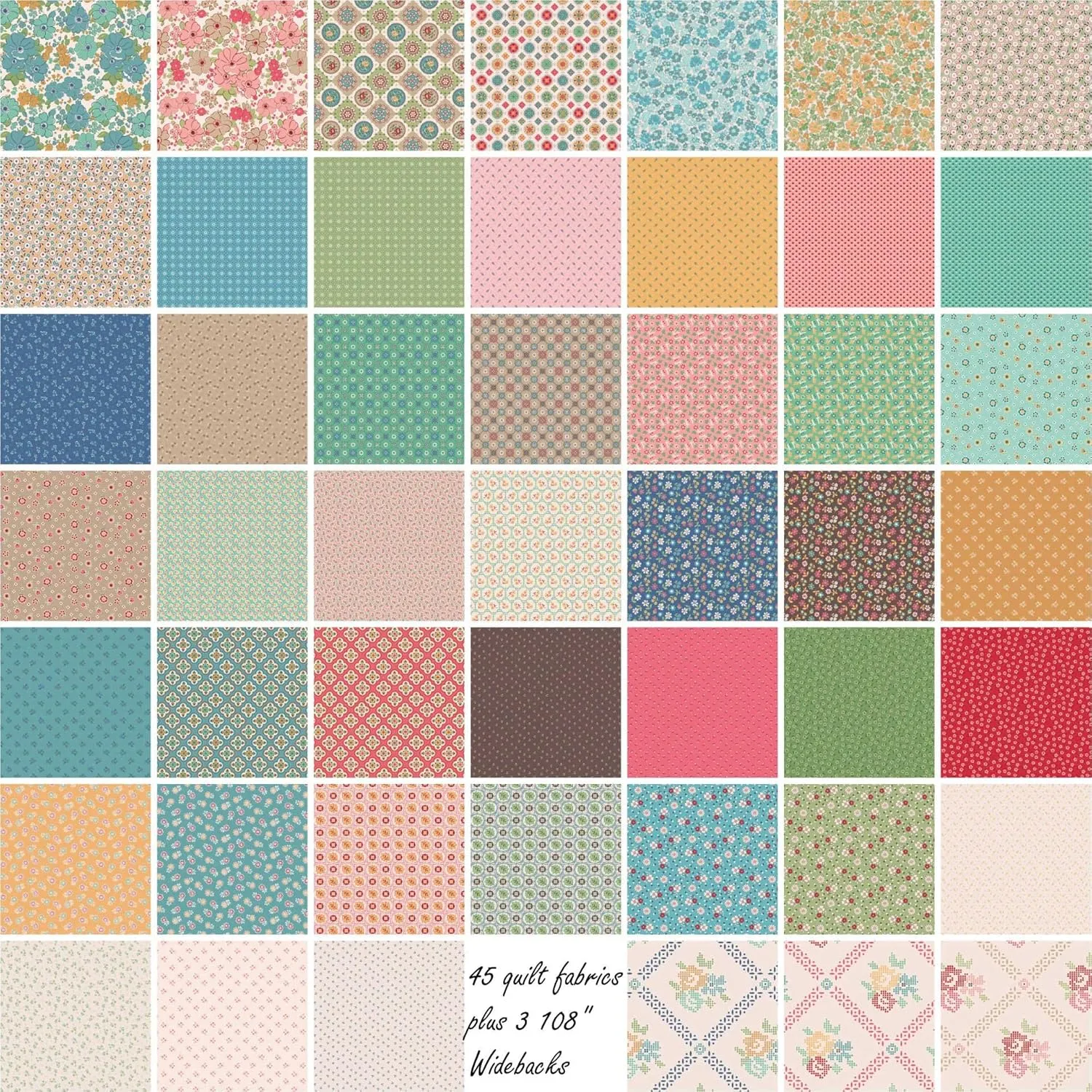 Riley Blake Mercantile Treasure, Fabric by The Yard (Wedgewood)
