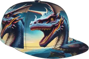 Roaring Dragon Outdoor Sports Baseball Cap, Daily Sports Adjustable Fashionable Flat Brim hat, Unisex Four-Season Outdoor Sports Cap, Black
