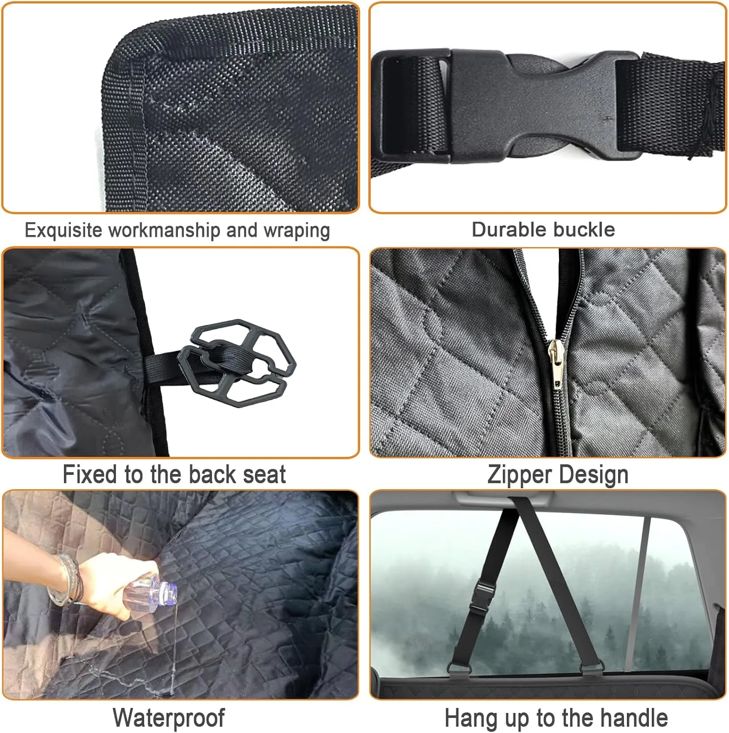 RUIANTE Dog Car Seat Cover Protector Compatible with Honda CRV 2017-2022 Rogue 2020 Back Seat Pet Cover Dogs Hammock Backseat Cover with Side Flaps Storage Pocket Zip Mesh (Black)
