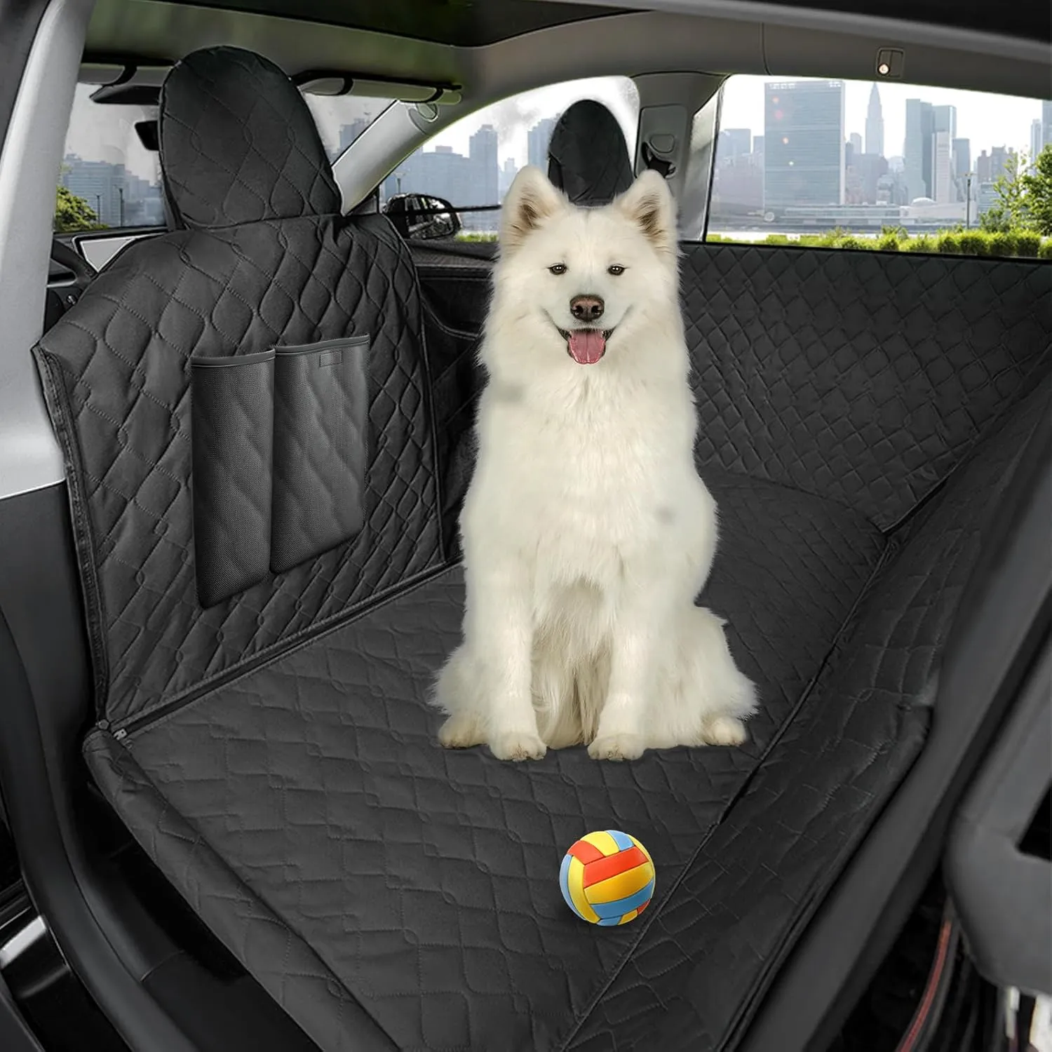 RUIANTE Dog Car Seat Cover Protector Compatible with Honda CRV 2017-2022 Rogue 2020 Back Seat Pet Cover Dogs Hammock Backseat Cover with Side Flaps Storage Pocket Zip Mesh (Black)