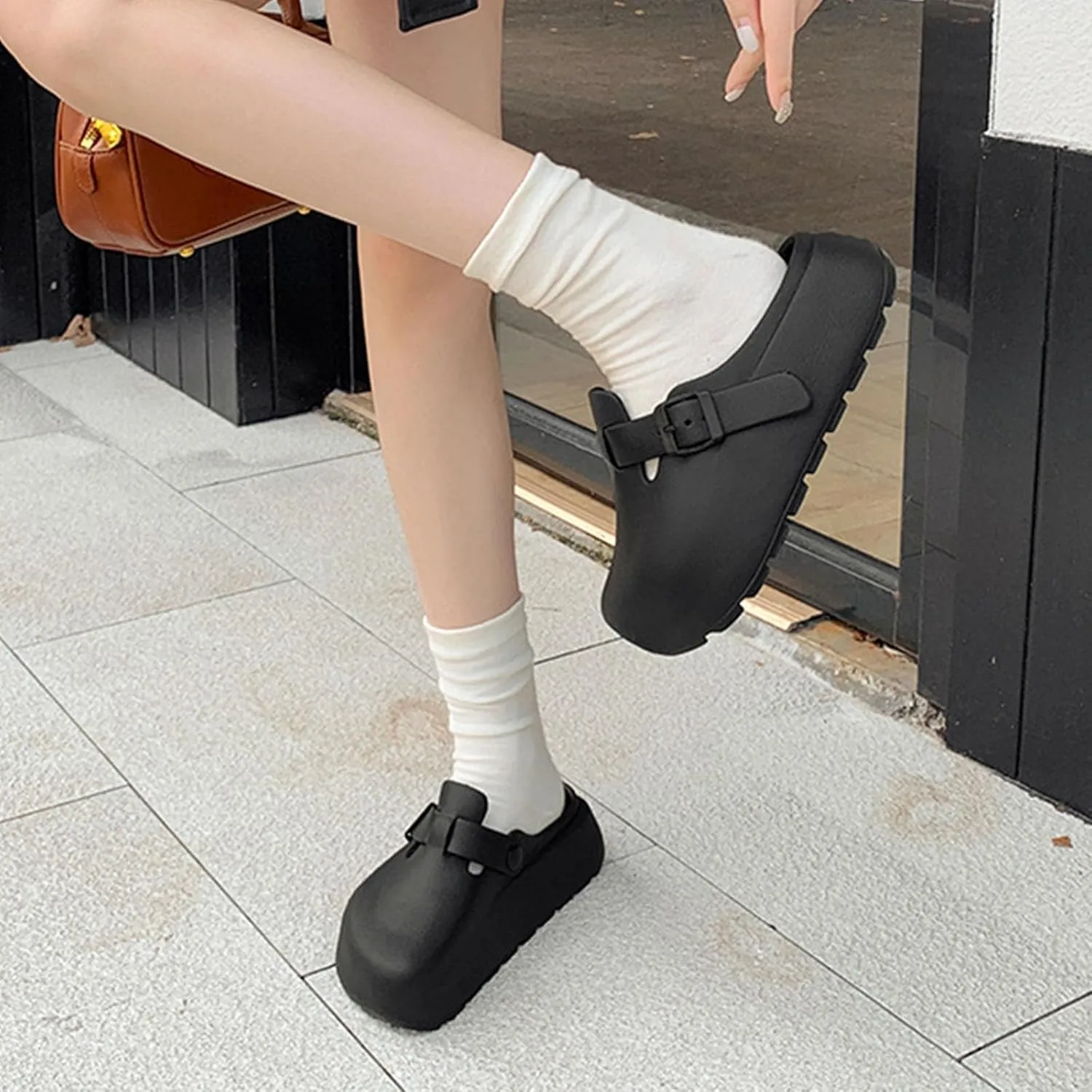 SALIGNA Women's Platform Clogs Adjustable Buckle Non Slip Sandals Slip On Clog Slippers Garden Shoes Outdoor Beach Shoes