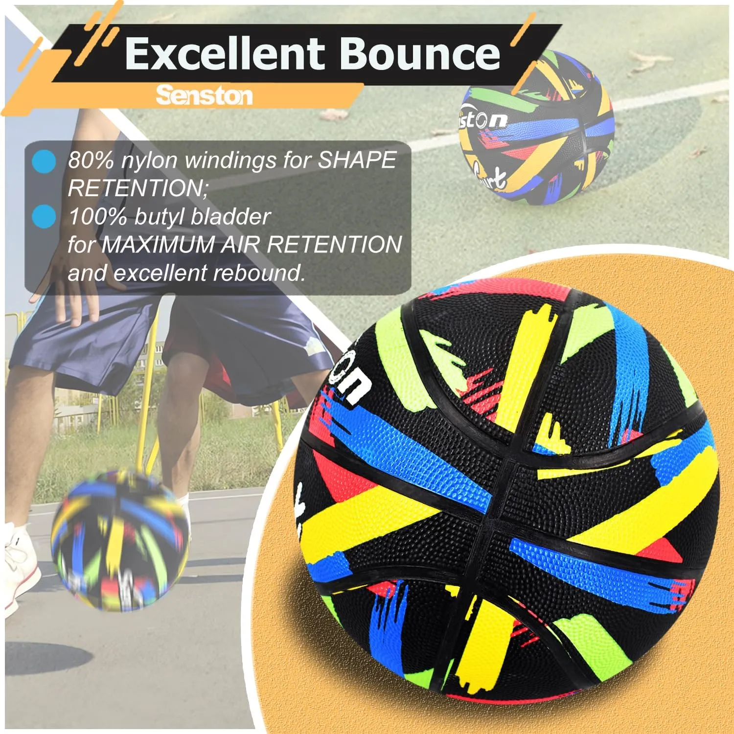 Senston 28.5"/29.5" Basketball Outdoor/Indoor Basketball Ball Size 6/7 Basket Balls with Pump for Mens/Women/Kids