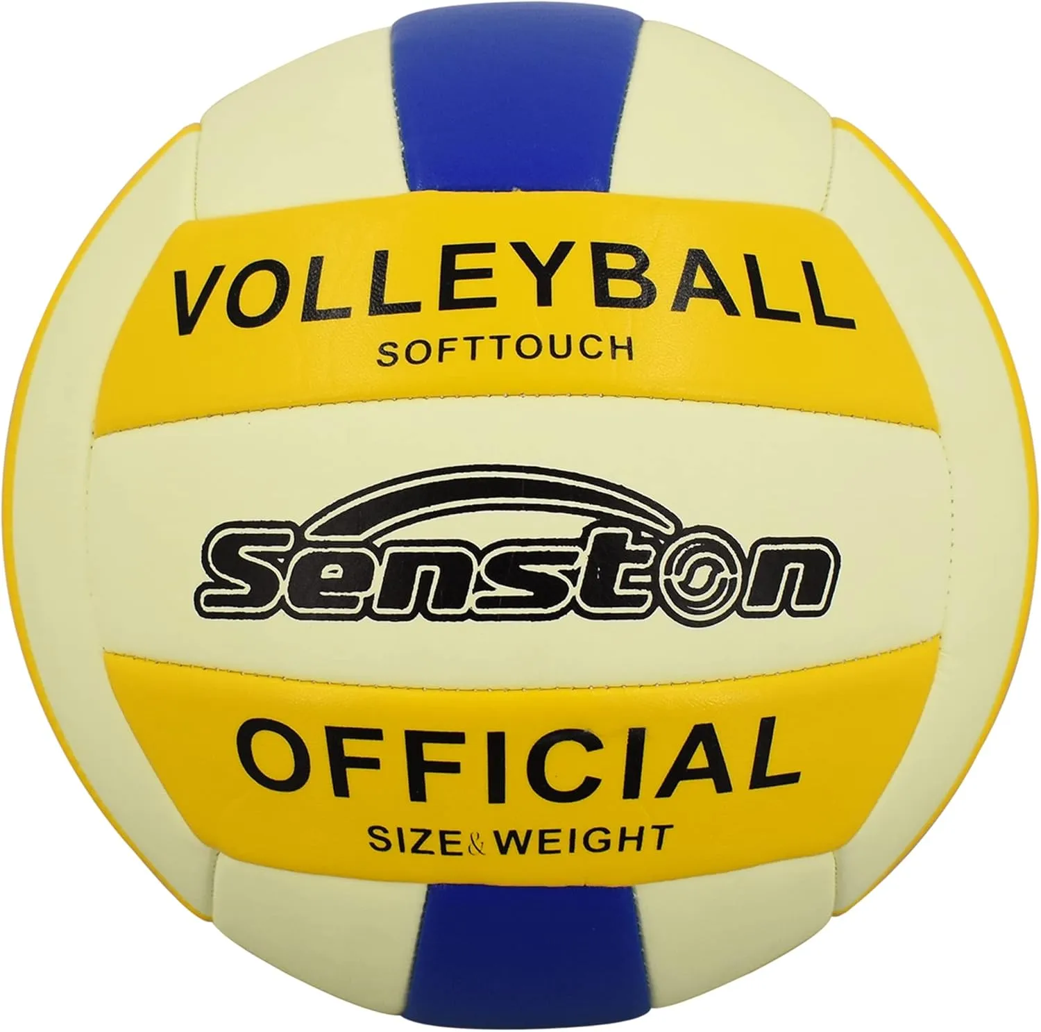 Senston Glow in The Dark Volleyball Size 5 Indoor Outdoor，Glowing Leather Night Volleyball with Pump