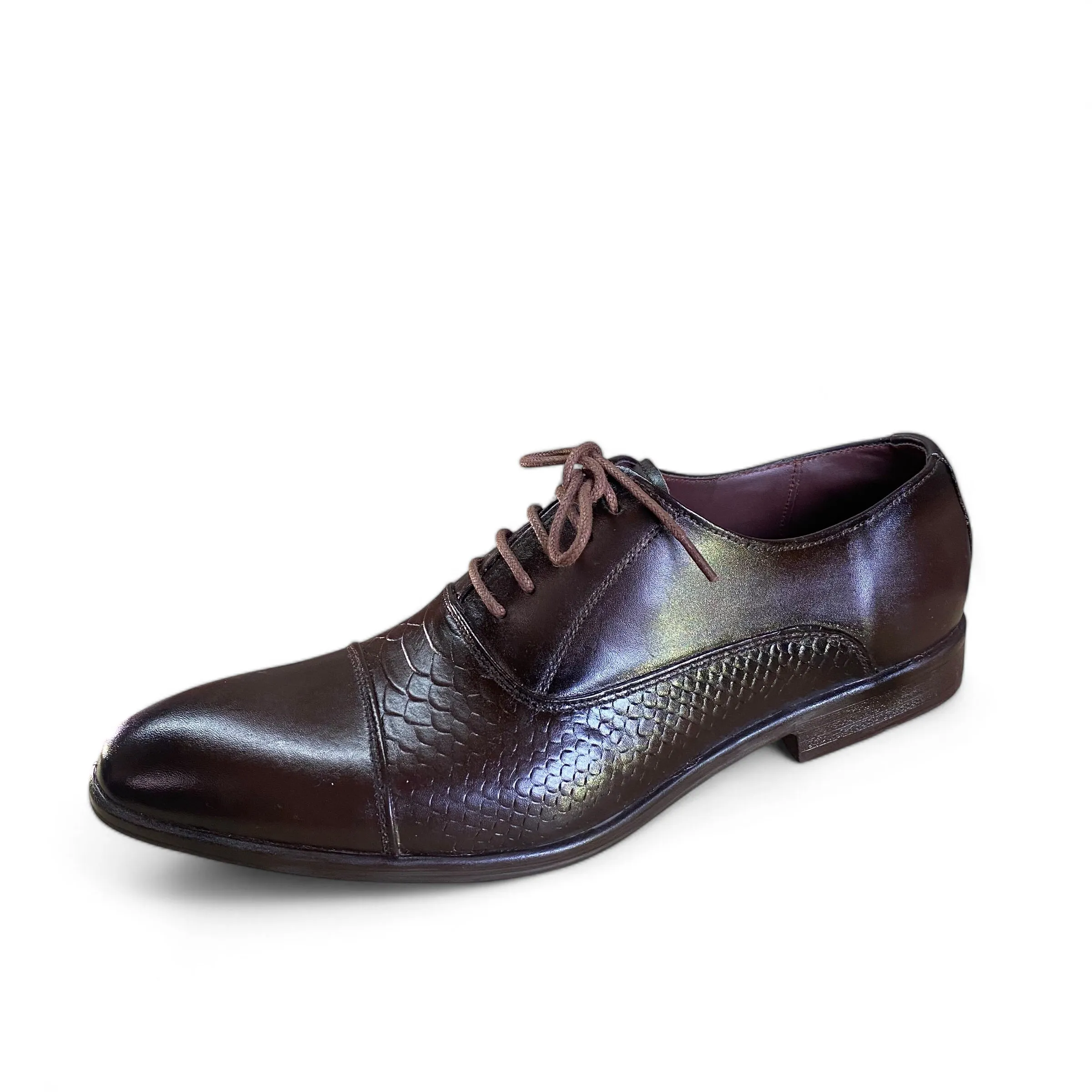 Sheen Brown Embosed Leather Oxfords