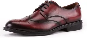 Single Season Dress Oxford Shoes for Men Lace Up Brogue Embossed Wing-tip Round Toe Cowhide Block Heel Slip Resistant Low Top Non Slip Anti-Slip Business Very Popular Among Young People