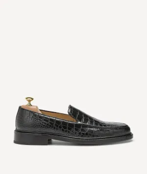 Slipper with Crocodile Pattern in Calf Leather