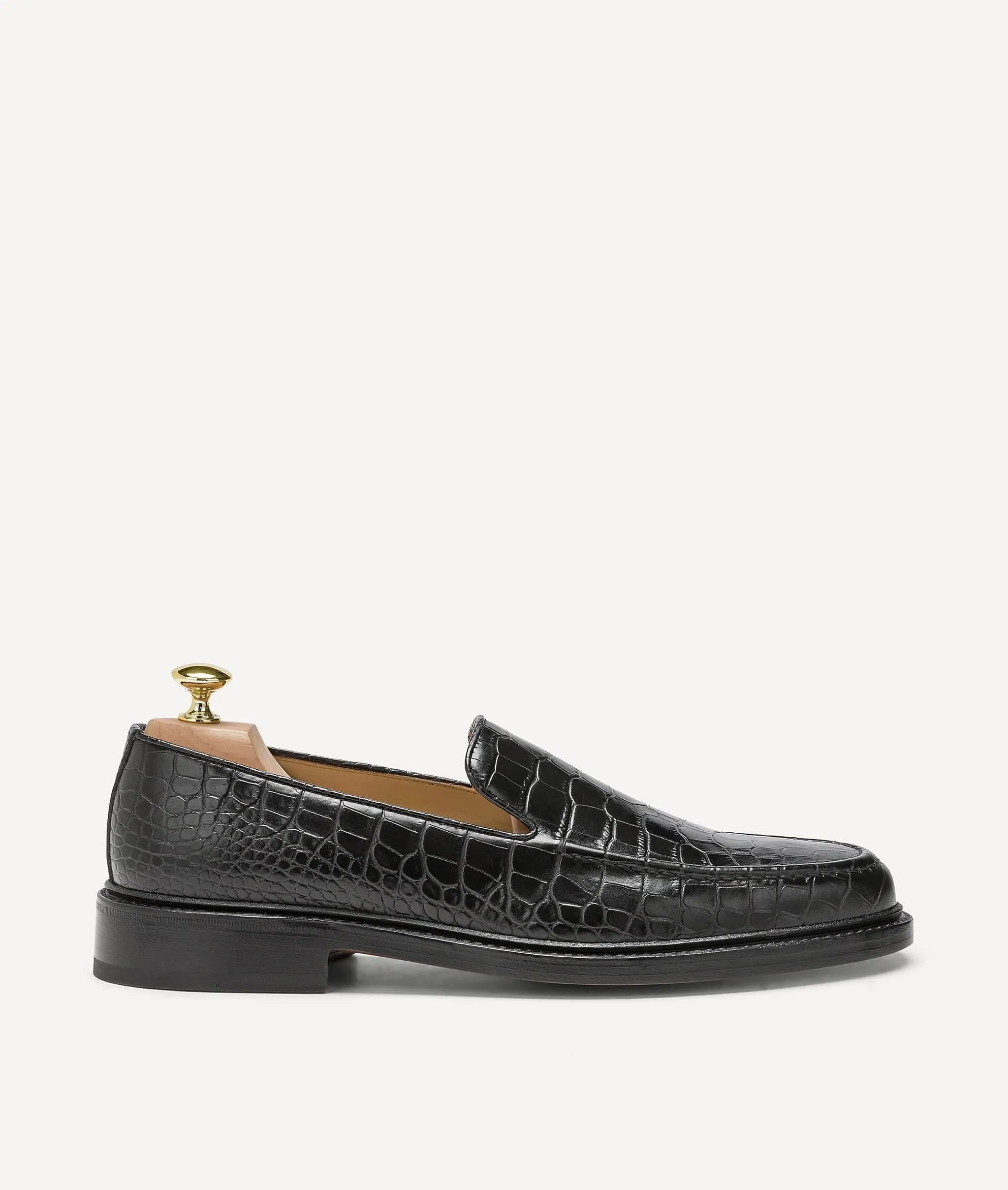 Slipper with Crocodile Pattern in Calf Leather