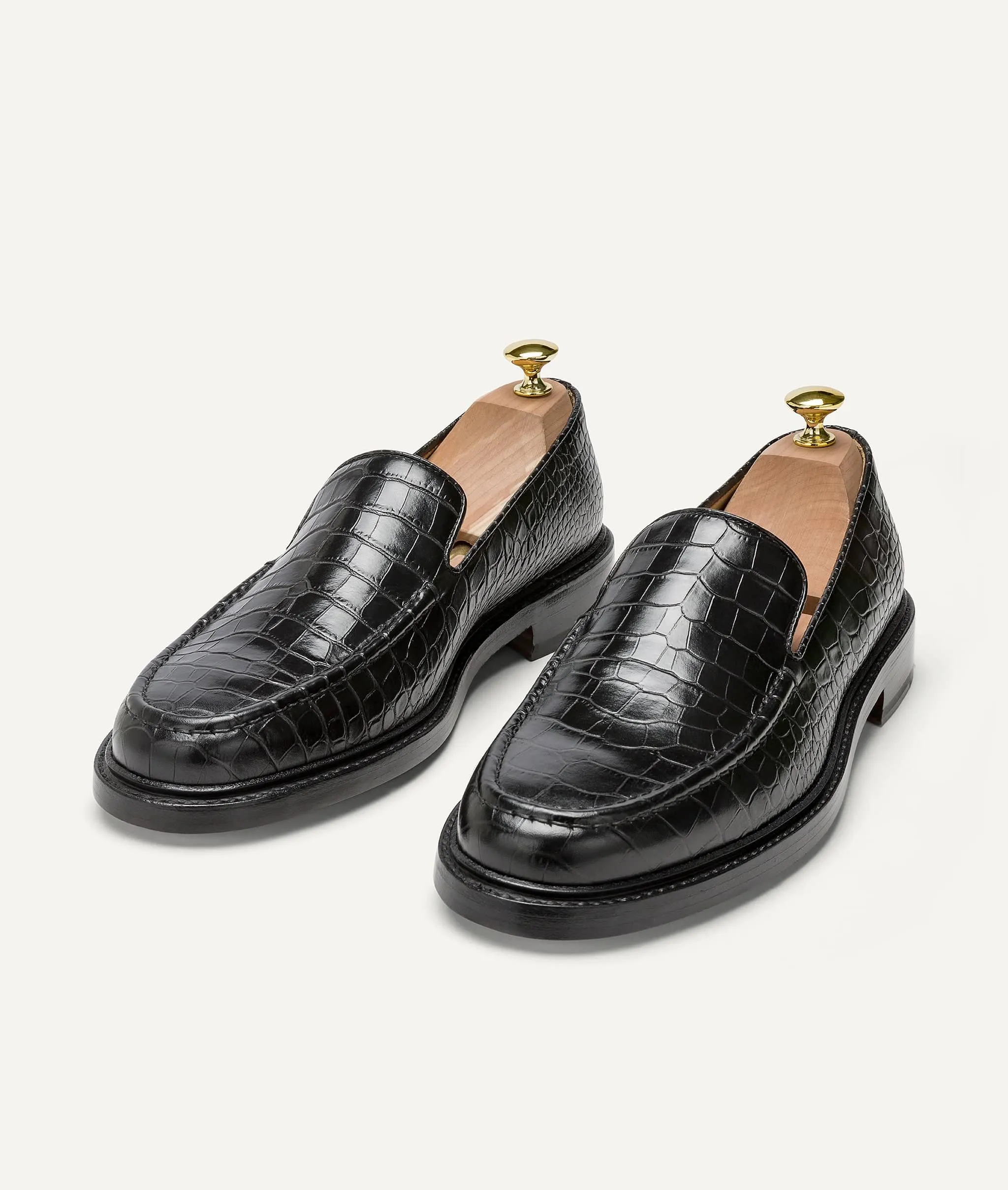 Slipper with Crocodile Pattern in Calf Leather