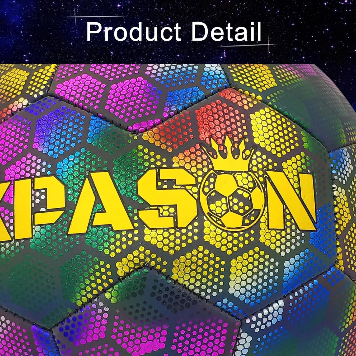 Soccer Ball, Holographic Reflective Glowing Soccer Ball for Men Women Training
