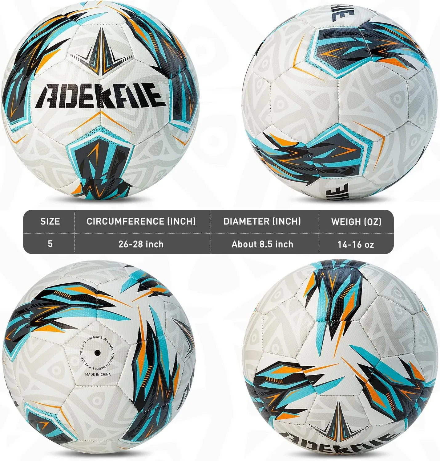 Soccer Balls 4/5, Official Size Soccer Ball, Indoor/Outdoor Normal Soccer, Boys Girls Practice Training Ball with Pump and Needles, Ideal Gift Street Ball Game for Fan