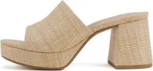 Soda “Zafer” ~ Women Square Toe Single Band Upper Medium Heel Platform Slide Sandal