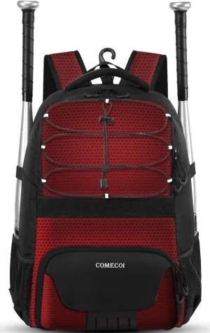 Softball Bag, Lightweight Baseball Backpack with Shoes Compartment, Baseball Bat Bags with Fence Hook for TBall Bat & Equipment, for Batting Mitten, Helmet, for Girls, Boys, Youth, Adults