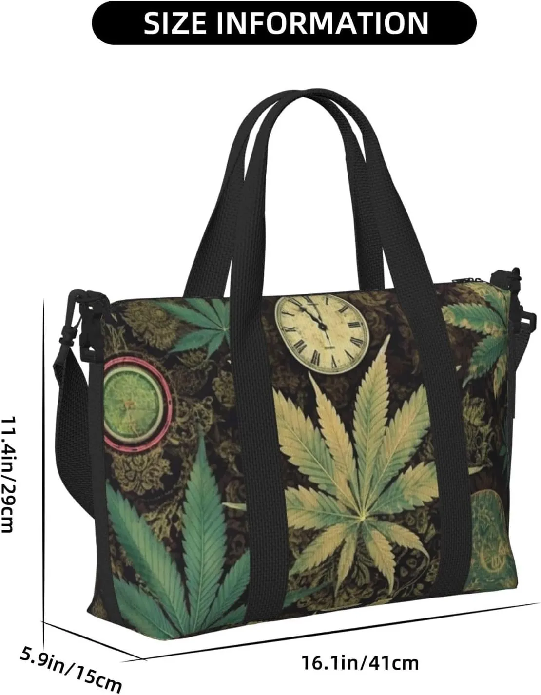 Sports Gym Bag for Women Men Travel Duffel Bag Tote A Puff in Time Weed Marijuana Weekender Bag Canvas Carry on Overnight Bag for Travel Swimming Fitness Workout Sports Duffle Bag