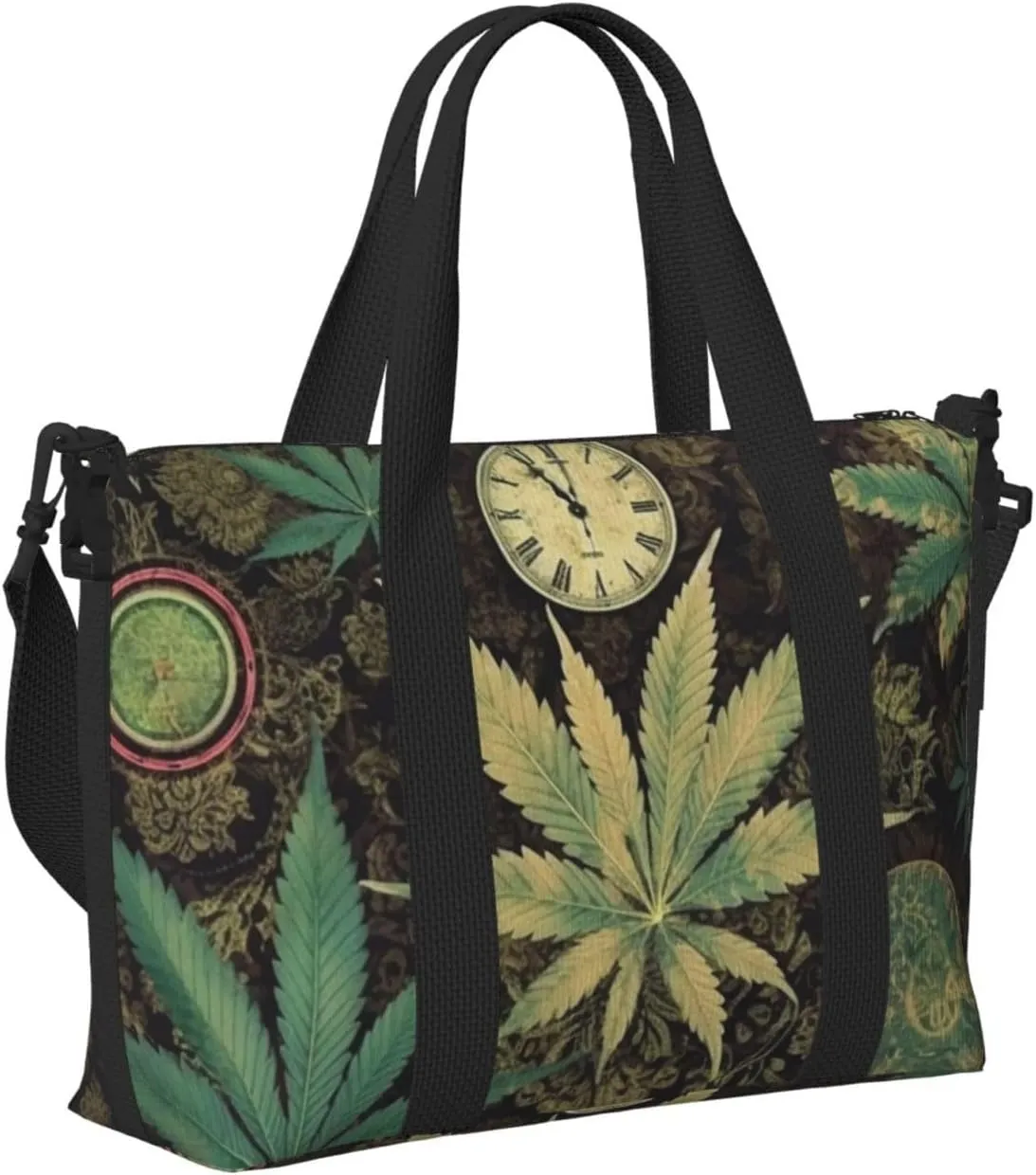 Sports Gym Bag for Women Men Travel Duffel Bag Tote A Puff in Time Weed Marijuana Weekender Bag Canvas Carry on Overnight Bag for Travel Swimming Fitness Workout Sports Duffle Bag