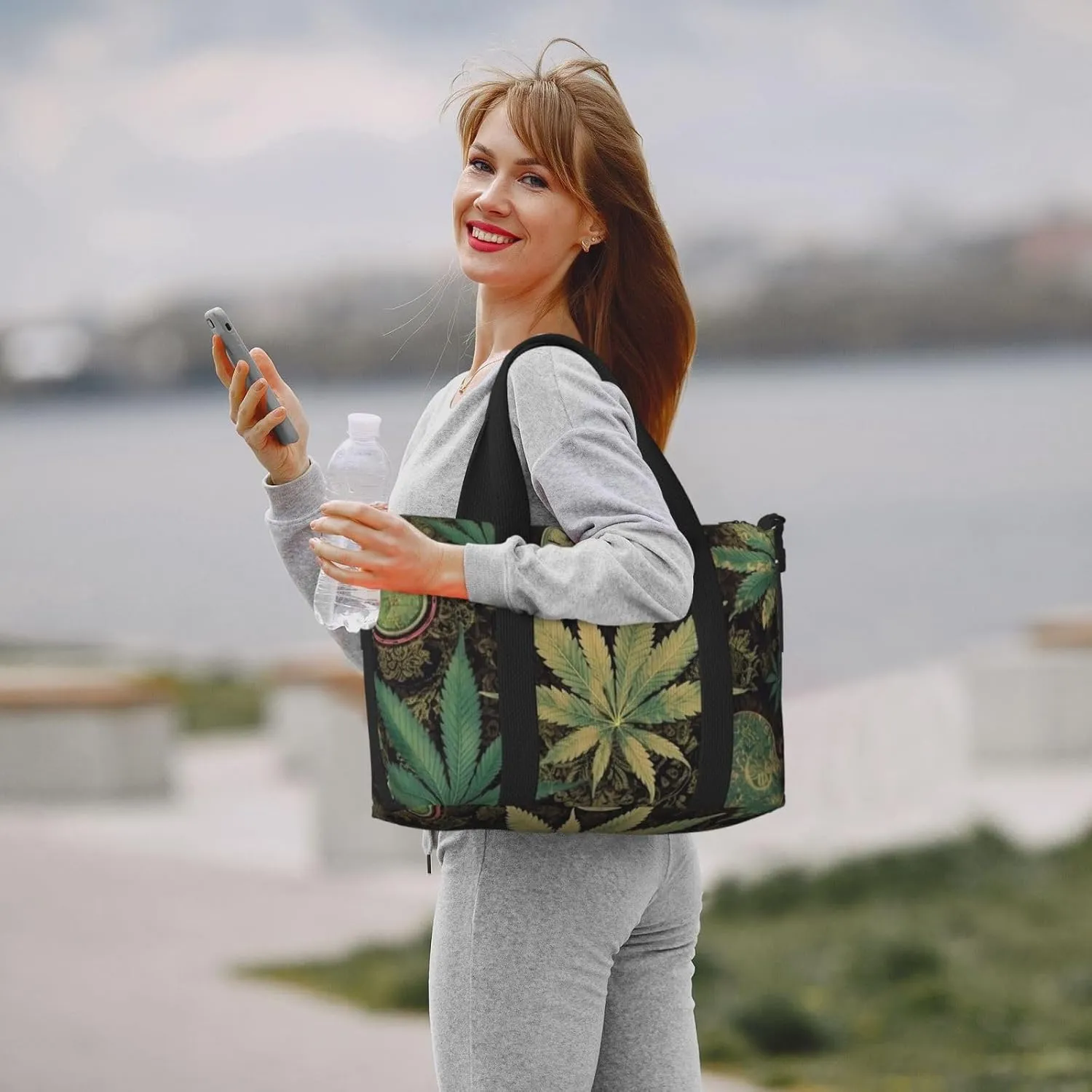 Sports Gym Bag for Women Men Travel Duffel Bag Tote A Puff in Time Weed Marijuana Weekender Bag Canvas Carry on Overnight Bag for Travel Swimming Fitness Workout Sports Duffle Bag