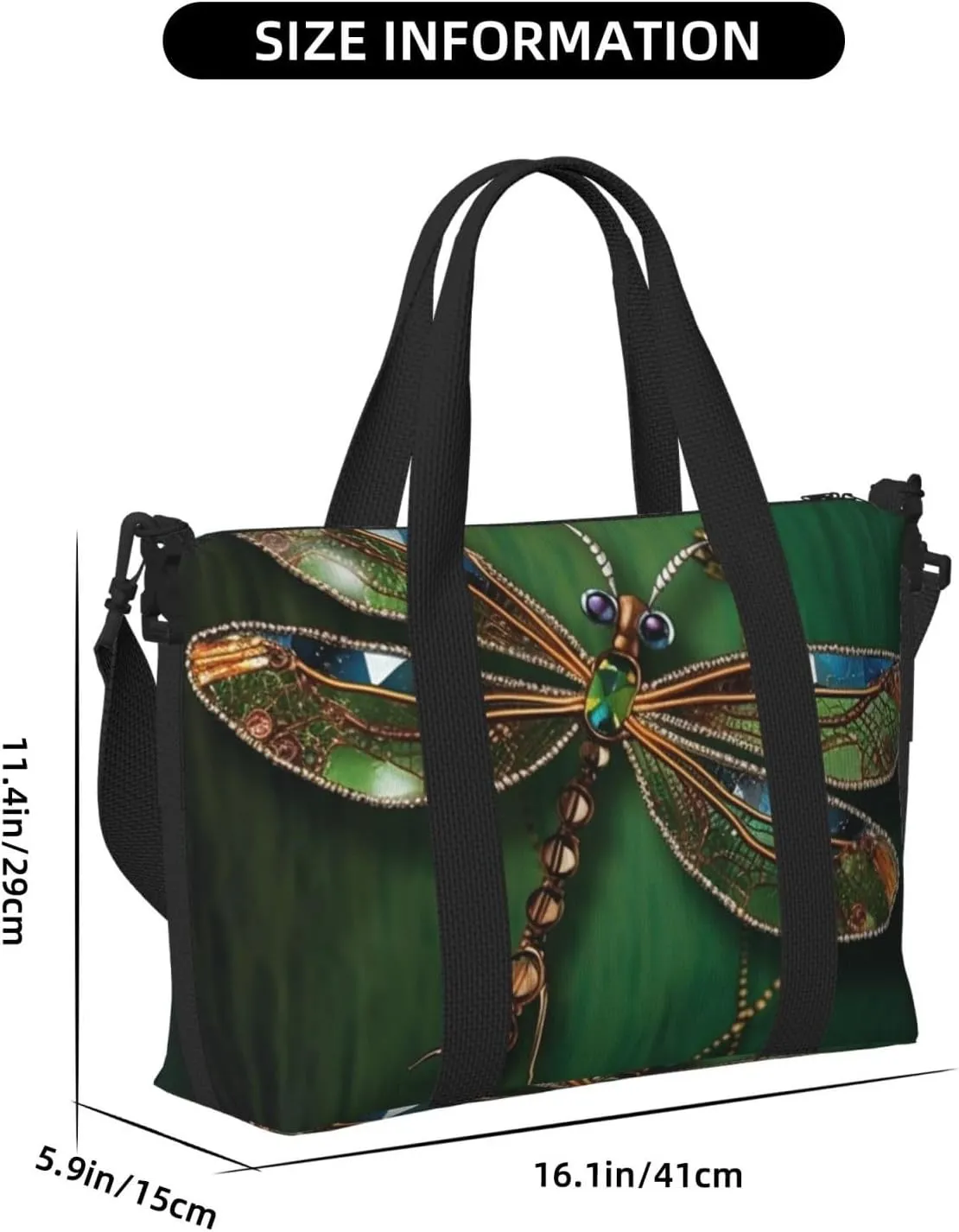 Sports Gym Bag for Women Men Travel Duffel Bag Tote Jewel dragonfly Weekender Bag Canvas Carry on Overnight Bag for Travel Swimming Fitness Workout Sports Duffle Bag
