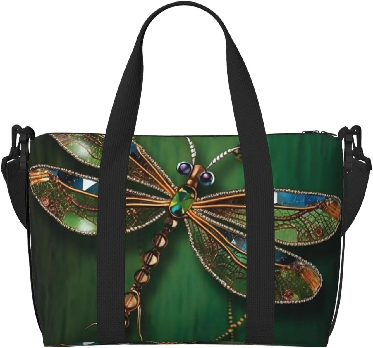 Sports Gym Bag for Women Men Travel Duffel Bag Tote Jewel dragonfly Weekender Bag Canvas Carry on Overnight Bag for Travel Swimming Fitness Workout Sports Duffle Bag