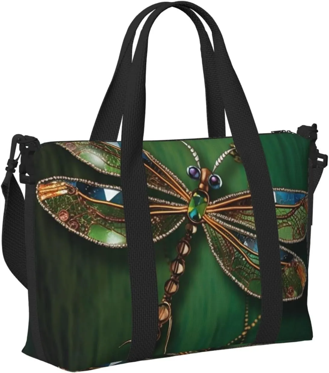 Sports Gym Bag for Women Men Travel Duffel Bag Tote Jewel dragonfly Weekender Bag Canvas Carry on Overnight Bag for Travel Swimming Fitness Workout Sports Duffle Bag