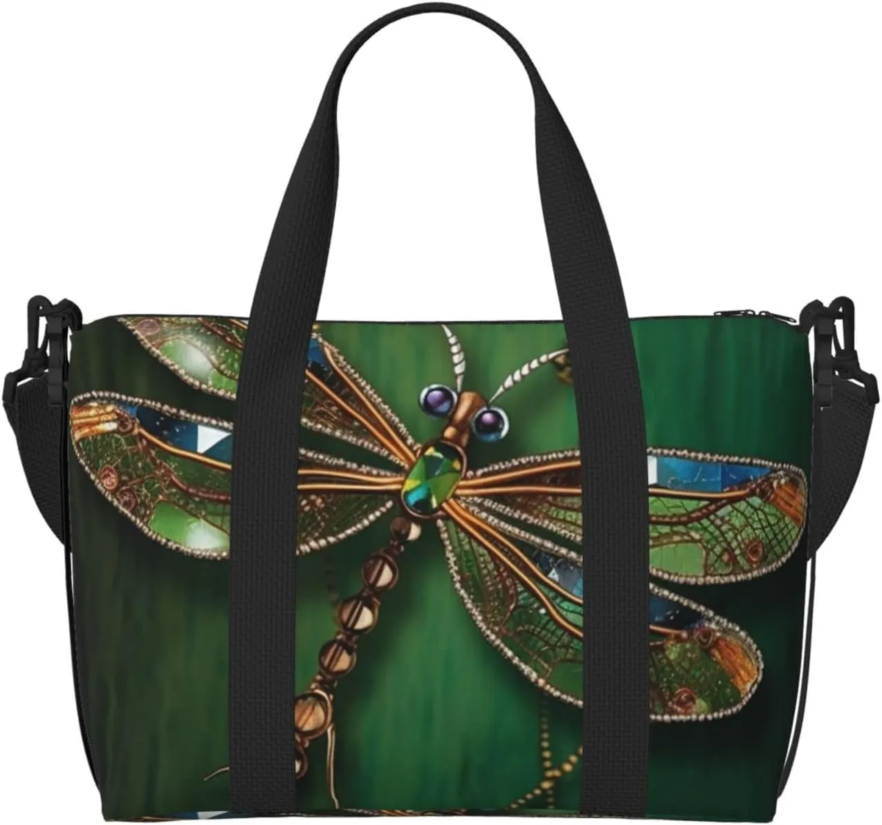 Sports Gym Bag for Women Men Travel Duffel Bag Tote Jewel dragonfly Weekender Bag Canvas Carry on Overnight Bag for Travel Swimming Fitness Workout Sports Duffle Bag