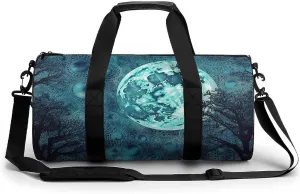 Sports Gym Bag for Women Men Travel Duffel Bag Tote Weekender Bag Blue Moon Carry on Overnight Bag for Travel Swimming Fitness Workout Sports Duffle Bag