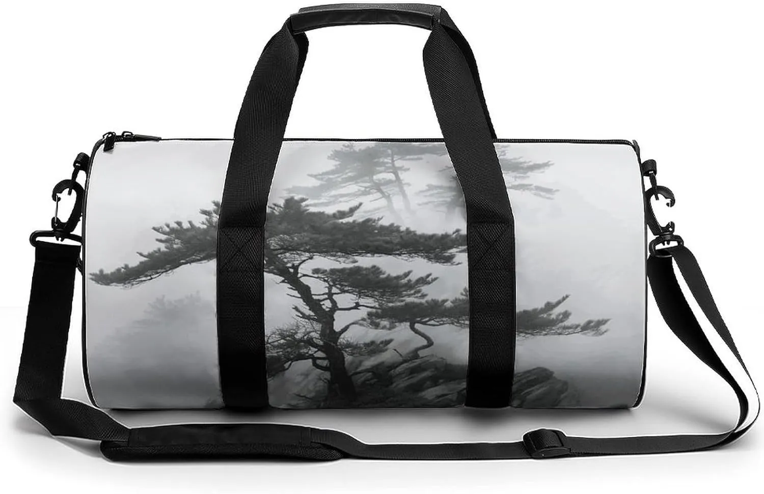 Sports Gym Bag for Women Men Travel Duffel Bag Tote Weekender Bag Foggy Mountain Pine Tree Carry on Overnight Bag for Travel Swimming Fitness Workout Sports Duffle Bag