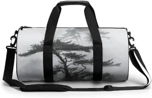 Sports Gym Bag for Women Men Travel Duffel Bag Tote Weekender Bag Foggy Mountain Pine Tree Carry on Overnight Bag for Travel Swimming Fitness Workout Sports Duffle Bag