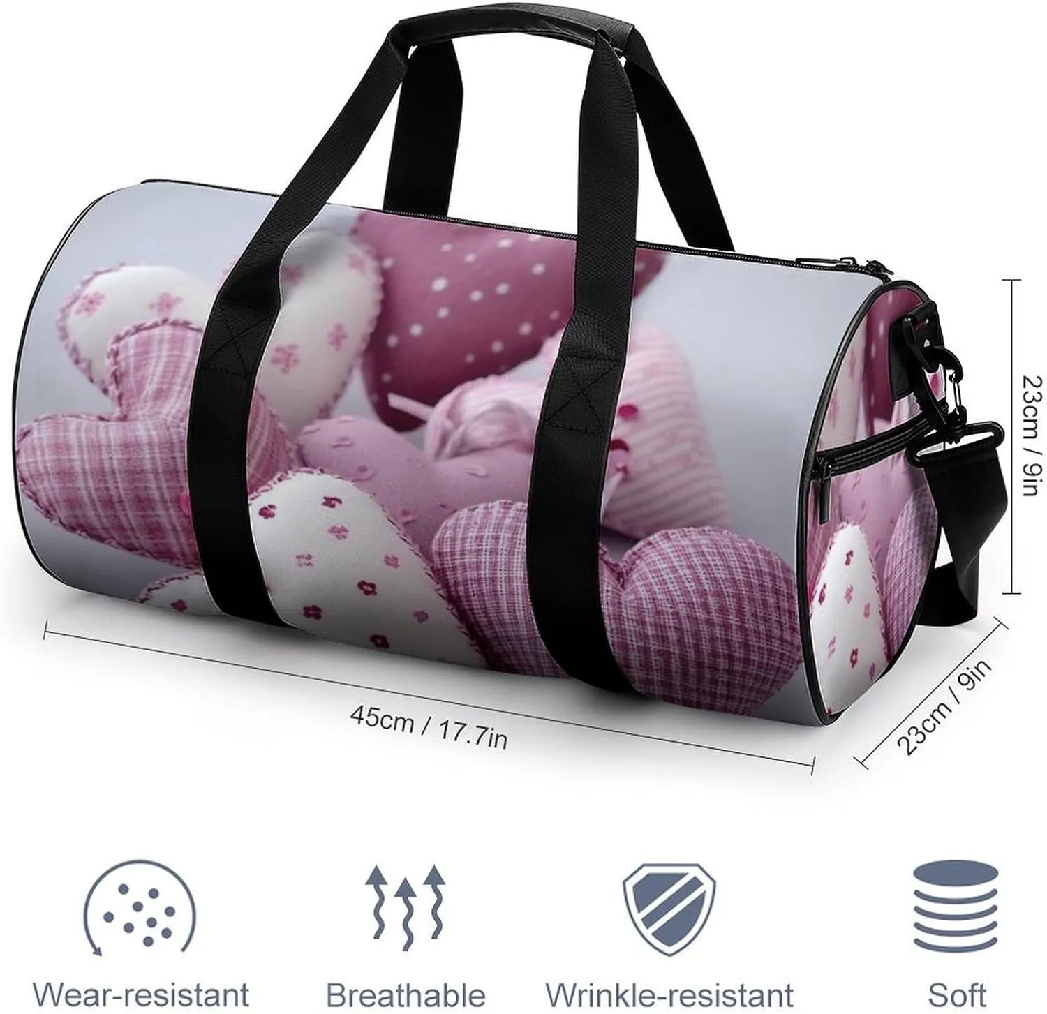 Sports Gym Bag for Women Men Travel Duffel Bag Tote Weekender Bag Lovely Hearts Carry on Overnight Bag for Travel Swimming Fitness Workout Sports Duffle Bag