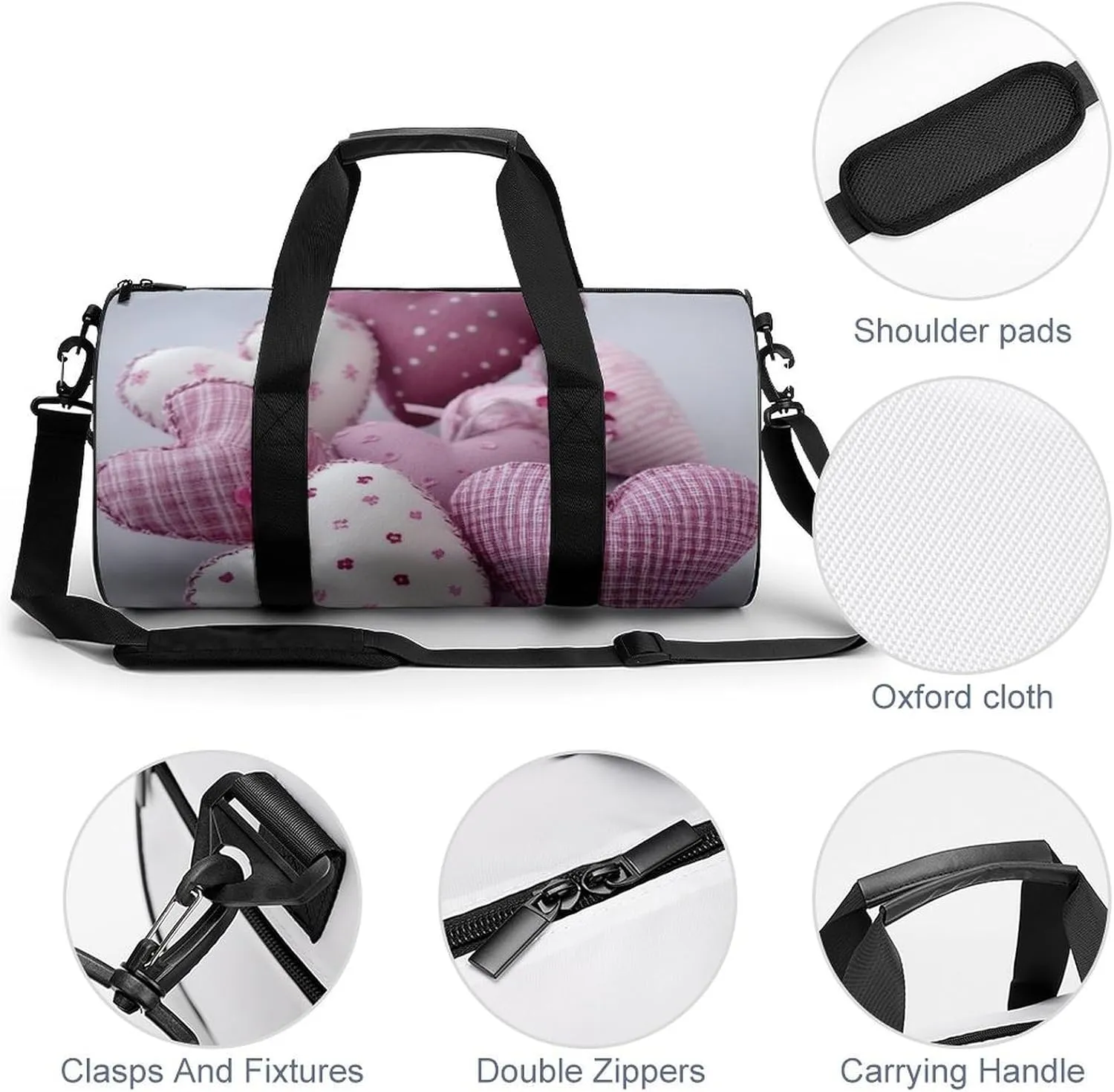 Sports Gym Bag for Women Men Travel Duffel Bag Tote Weekender Bag Lovely Hearts Carry on Overnight Bag for Travel Swimming Fitness Workout Sports Duffle Bag