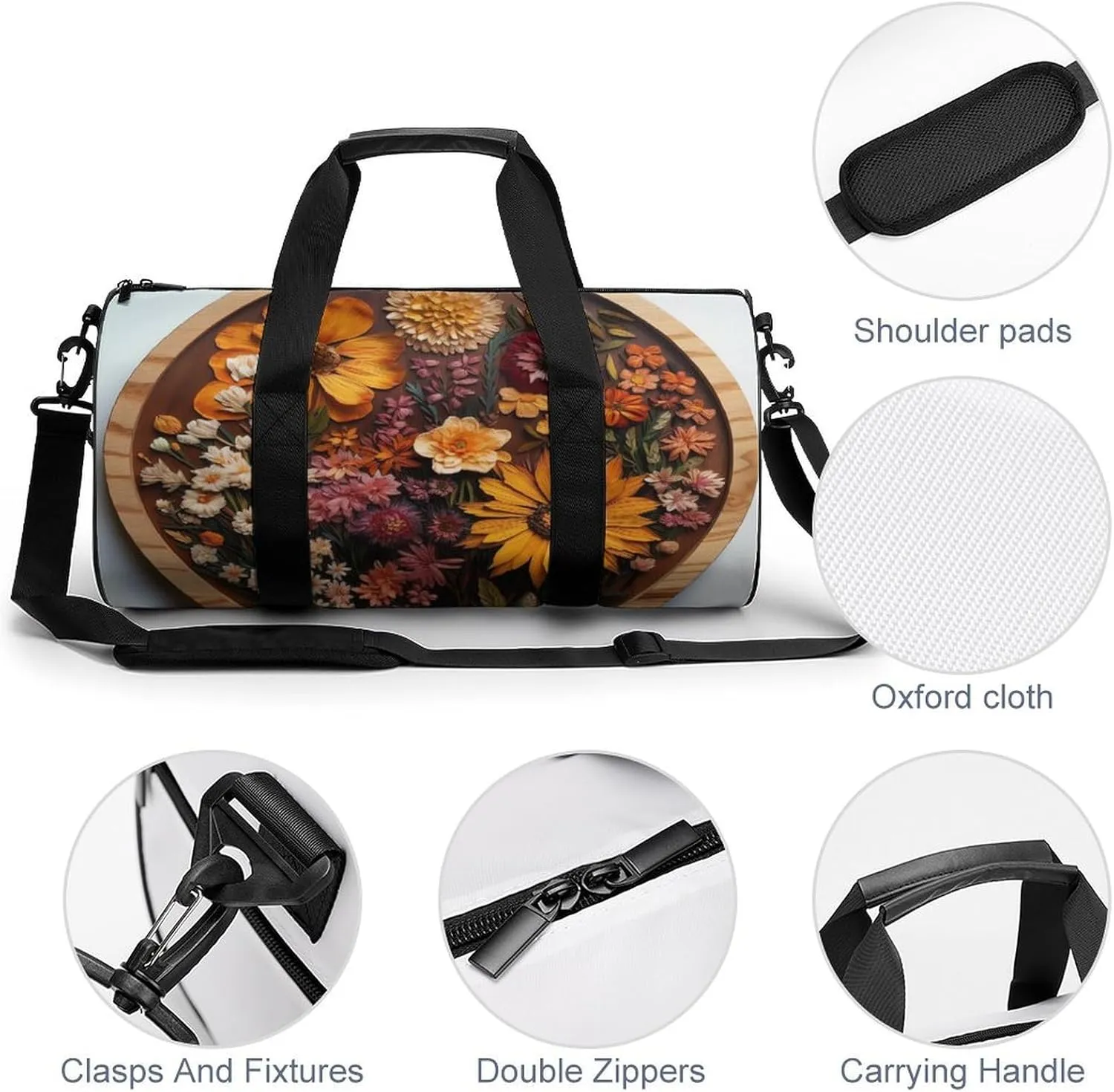 Sports Gym Bag for Women Men Travel Duffel Bag Tote Weekender Bag Specimens of Flowers Carry on Overnight Bag for Travel Swimming Fitness Workout Sports Duffle Bag