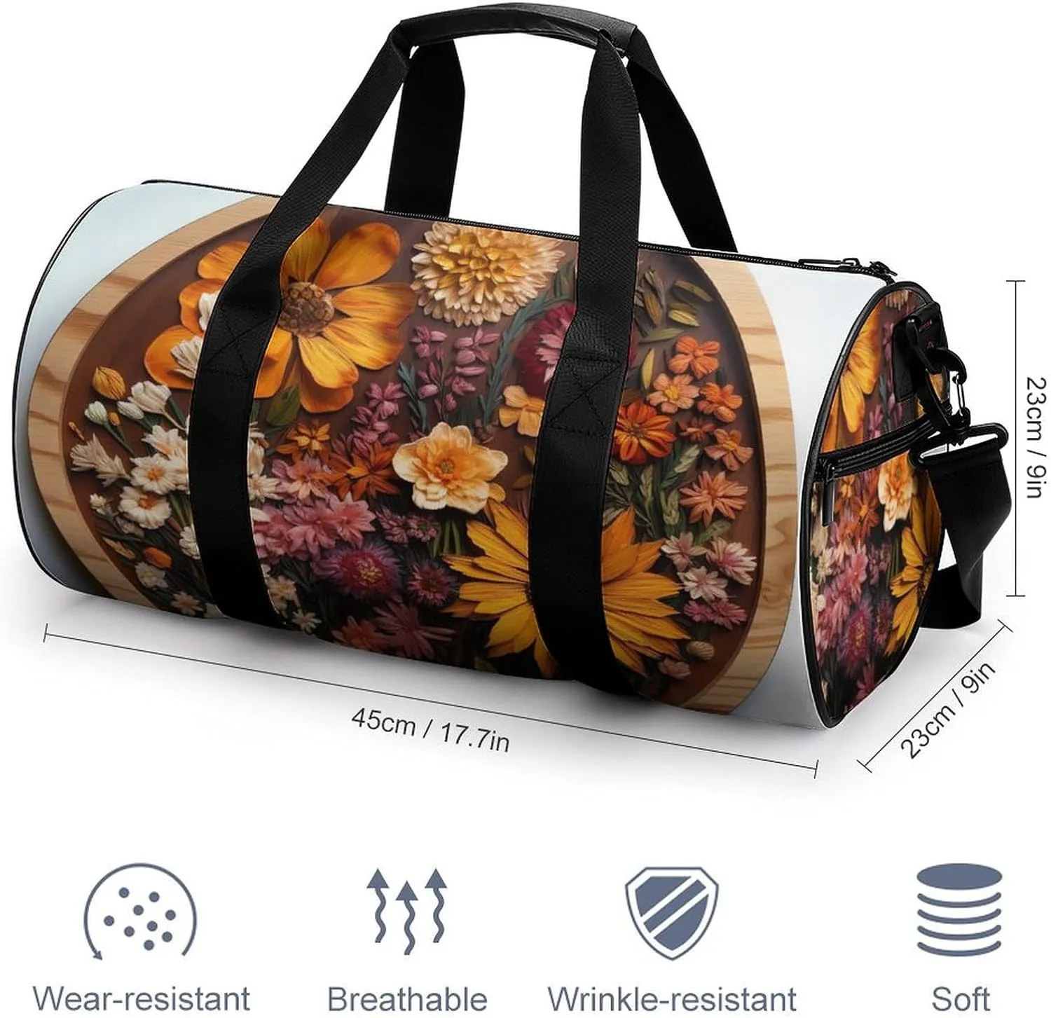 Sports Gym Bag for Women Men Travel Duffel Bag Tote Weekender Bag Specimens of Flowers Carry on Overnight Bag for Travel Swimming Fitness Workout Sports Duffle Bag