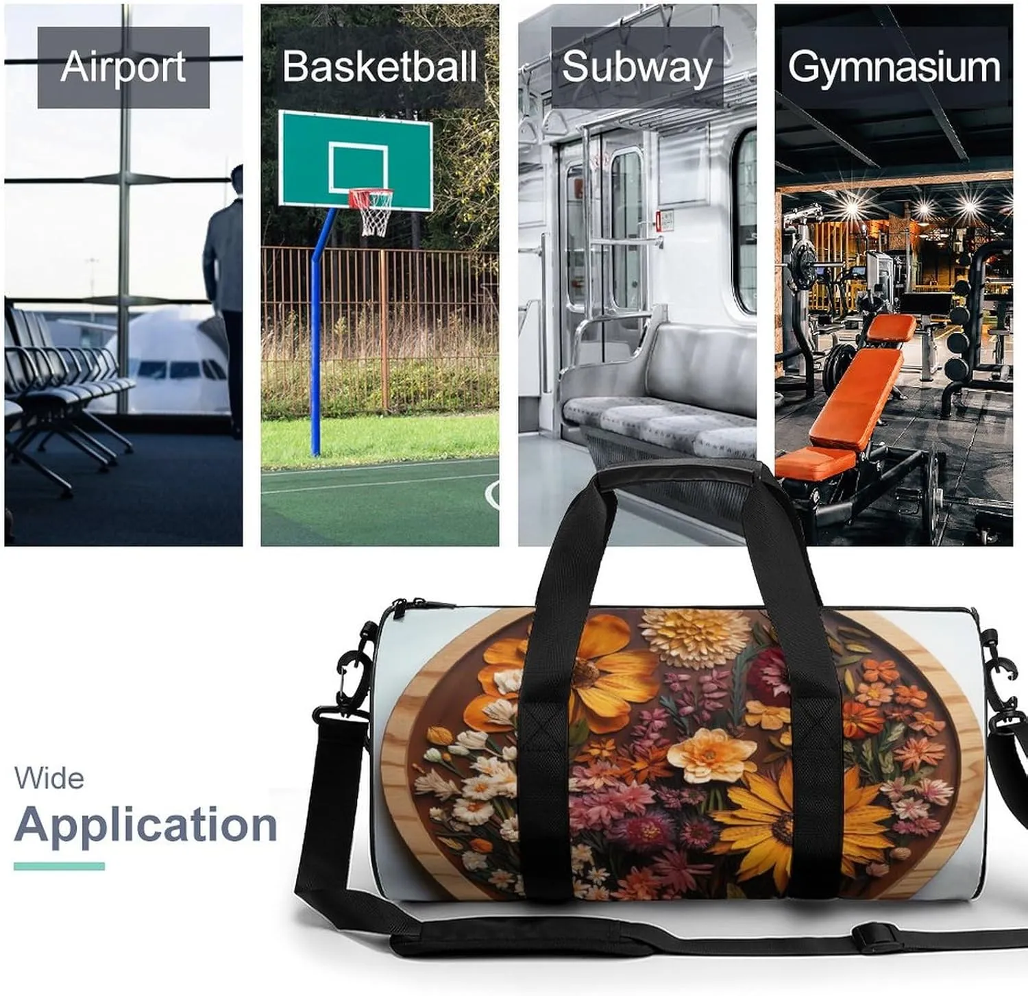Sports Gym Bag for Women Men Travel Duffel Bag Tote Weekender Bag Specimens of Flowers Carry on Overnight Bag for Travel Swimming Fitness Workout Sports Duffle Bag