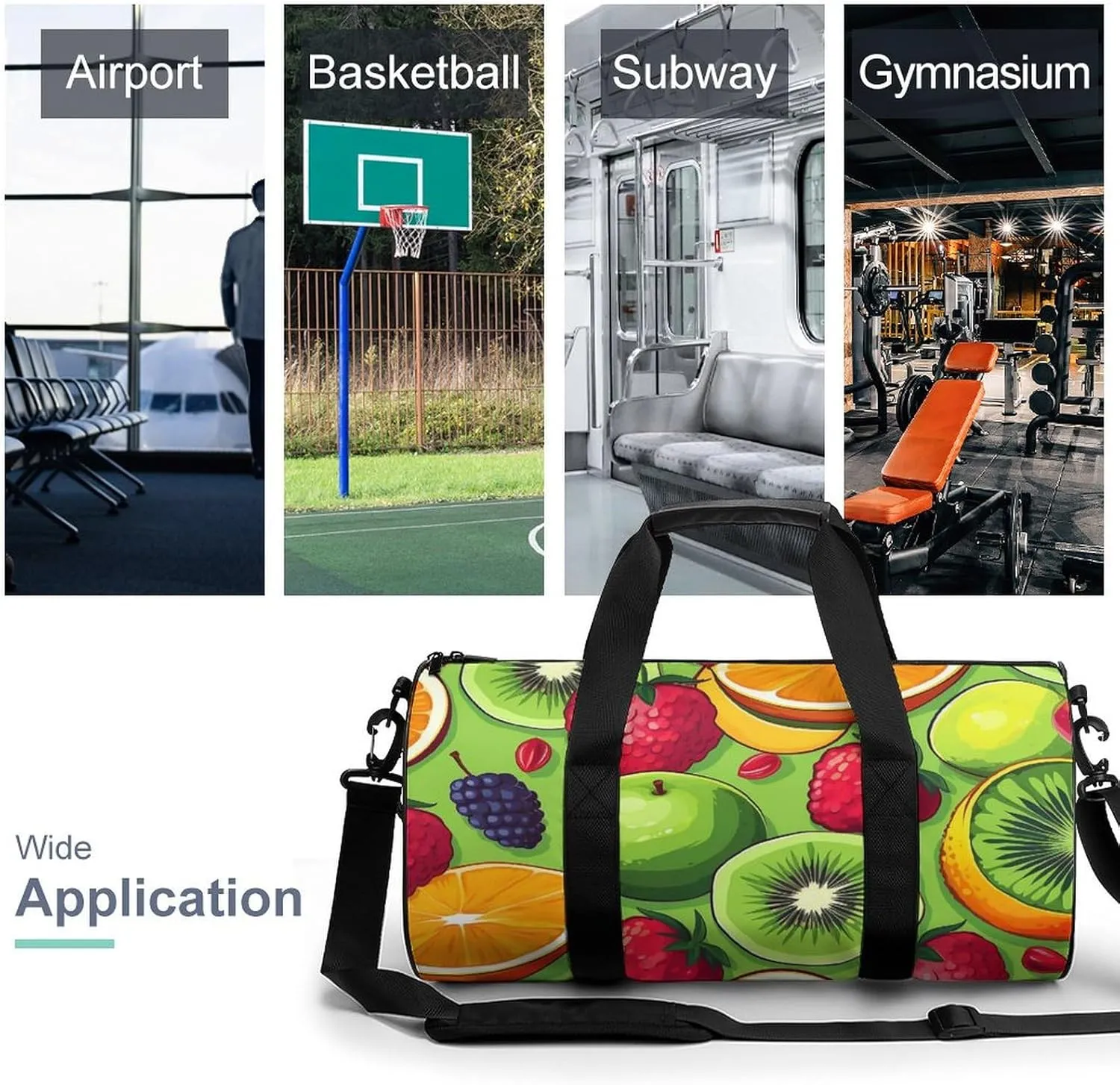 Sports Gym Bag for Women Men Travel Duffel Bag Tote Weekender Bag Various Fruits Carry on Overnight Bag for Travel Swimming Fitness Workout Sports Duffle Bag