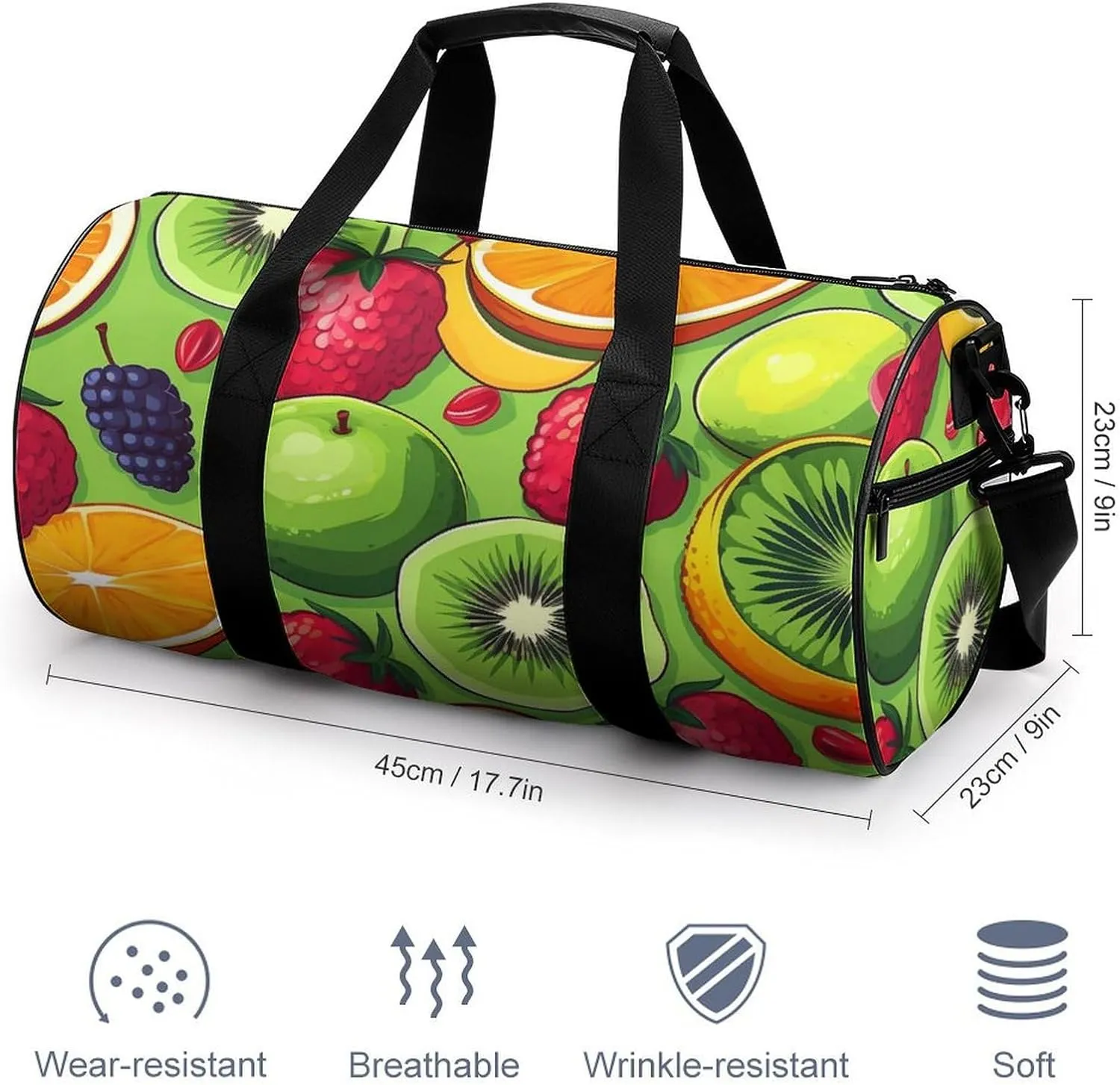 Sports Gym Bag for Women Men Travel Duffel Bag Tote Weekender Bag Various Fruits Carry on Overnight Bag for Travel Swimming Fitness Workout Sports Duffle Bag