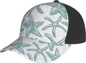 Starfish Print Baseball Cap for Men and Women – Curved Brim, Perfect for Outdoor, Sports, Travel, and Four Seasons Black
