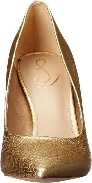 Stiletto Gold On Sam Heeled Pointed Edelman On-demand shipping Dress Wide Hazel Early-bird special Toe Pumps Slip