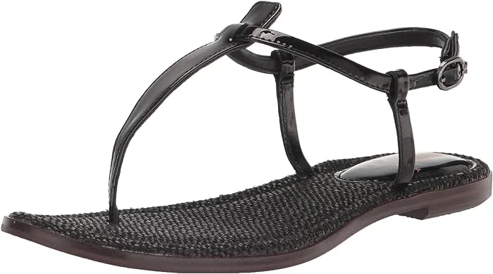 Strap Black Ankle Patent Value for money Edelman On-time delivery Sam Gigi Croco Embossed Thong Flats Sandals