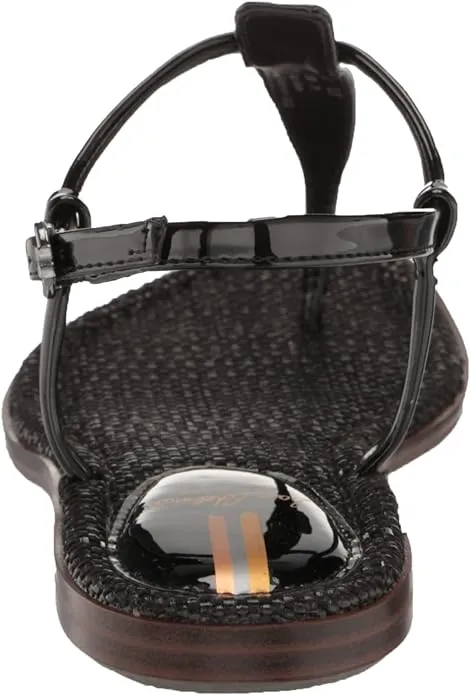 Strap Black Ankle Patent Value for money Edelman On-time delivery Sam Gigi Croco Embossed Thong Flats Sandals