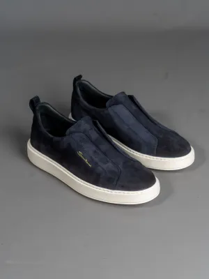 Suede Slip-on Sneakers - Navy