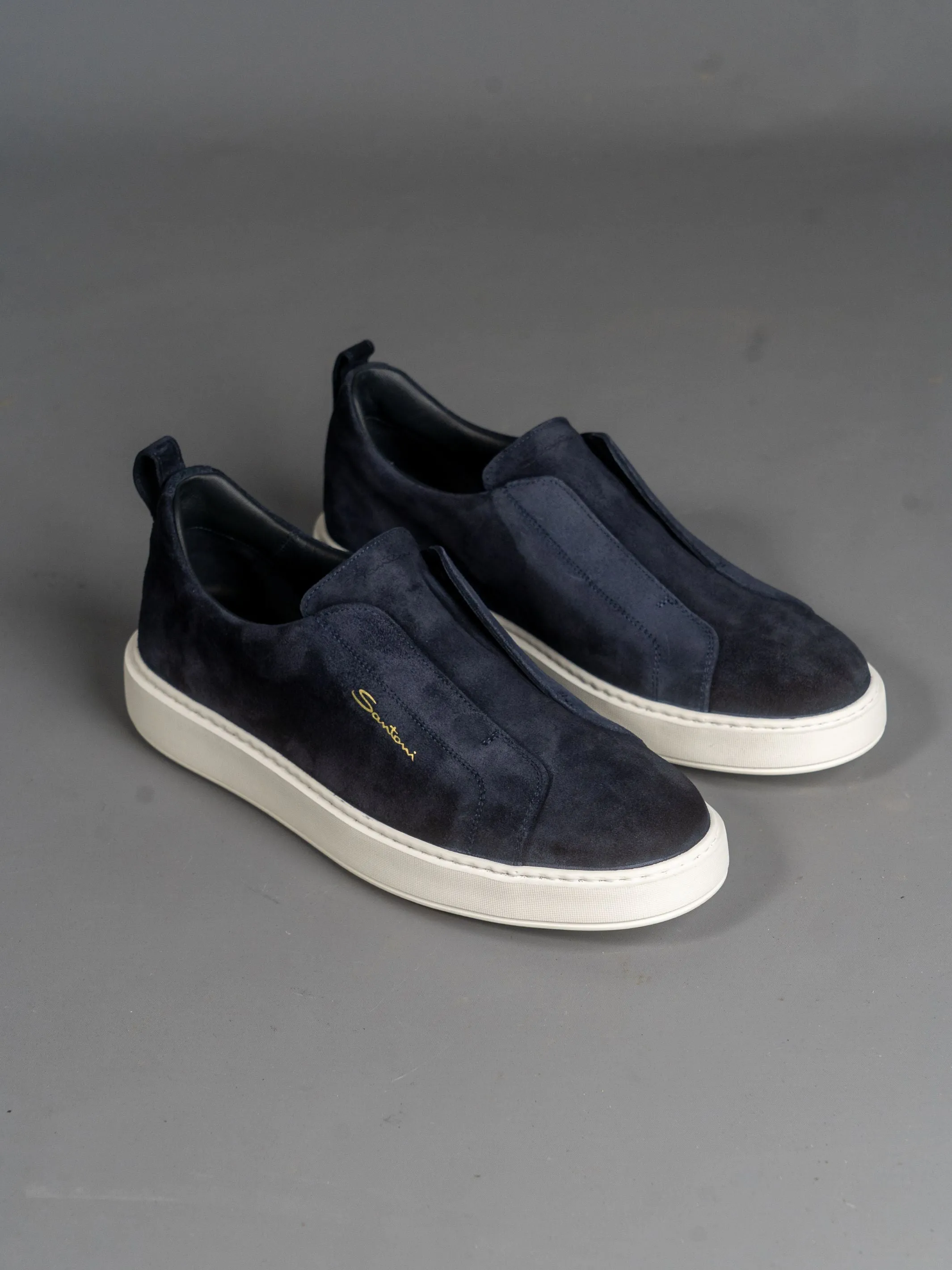 Suede Slip-on Sneakers - Navy