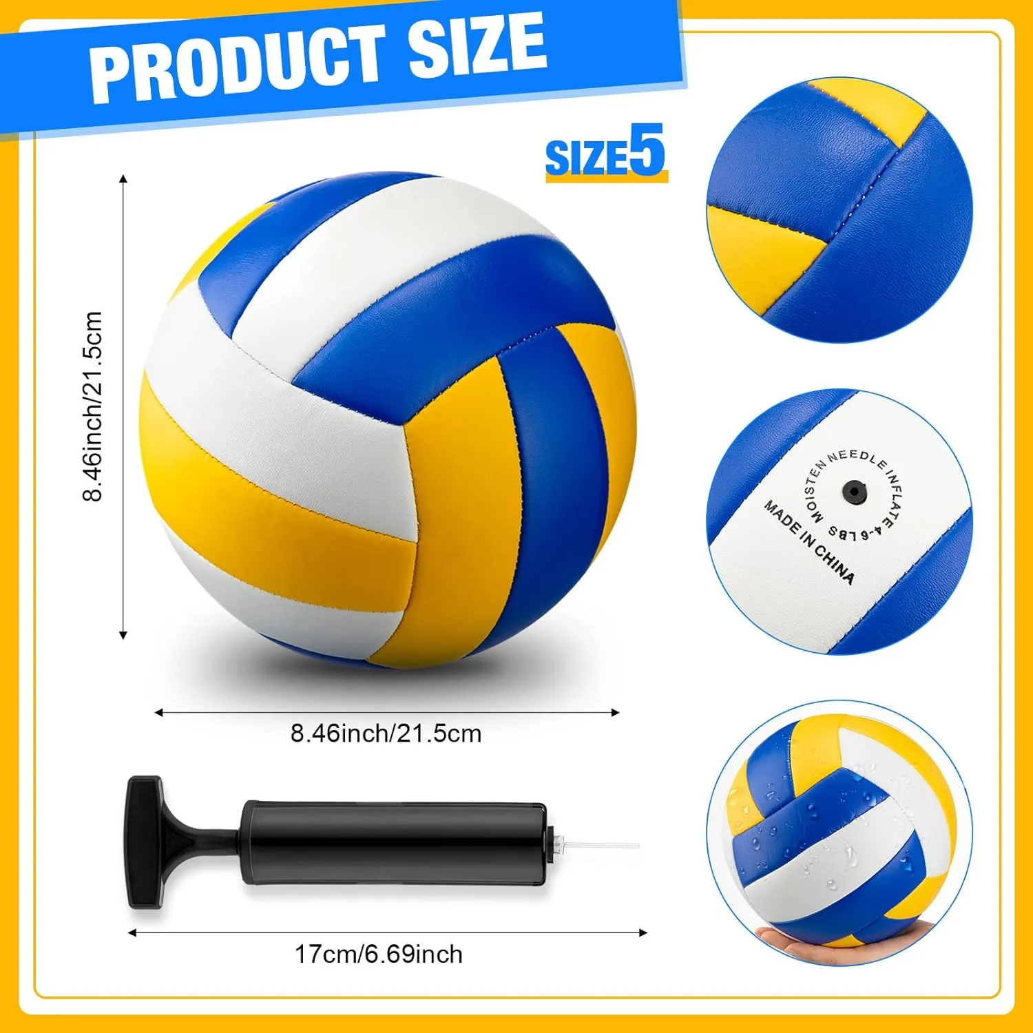 Syhood 10 Pcs Official Size 5 Volleyballs, Soft Beach Volley Ball with Pump Needle, Indoor Outdoor Volleyball for Girls Youth Adult Beach Sand Pool Water Game and Gym
