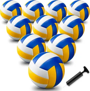 Syhood 10 Pcs Official Size 5 Volleyballs, Soft Beach Volley Ball with Pump Needle, Indoor Outdoor Volleyball for Girls Youth Adult Beach Sand Pool Water Game and Gym