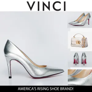 The Ege Silver Leather Pump Fuchsia Sole Women Shoe