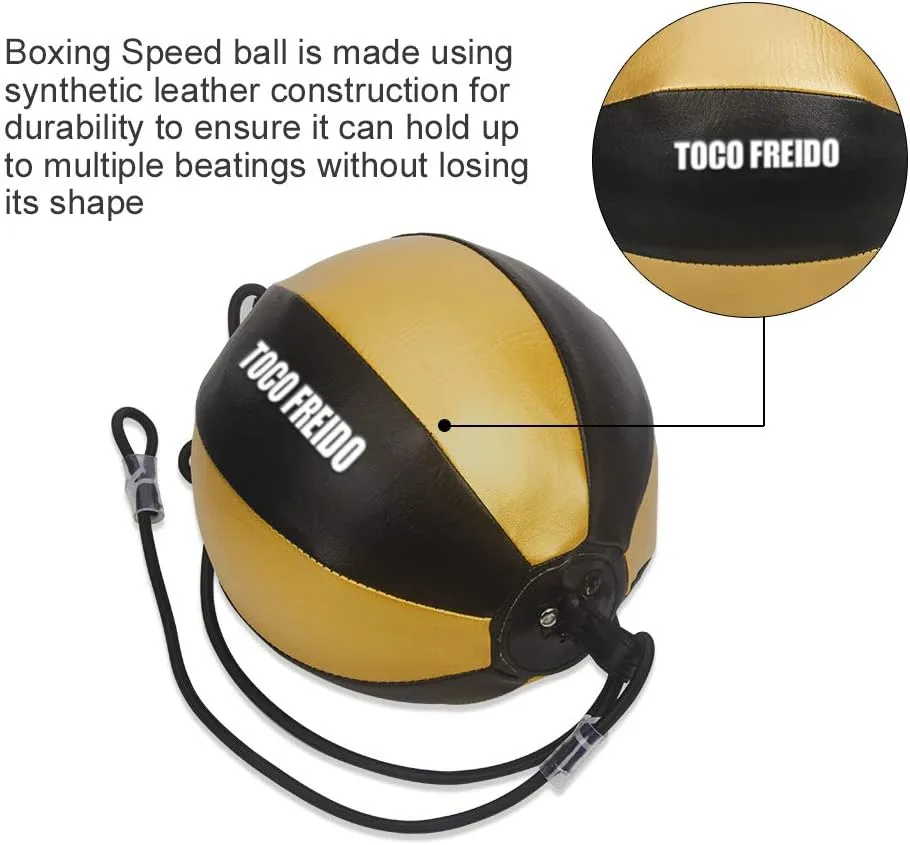 TOCO FREIDO Double End Punching Ball, Speed Bag with Difficulty Levels Boxing Reflex Ball with Headband, Perfect for Reaction, Agility, and Hand Eye Coordination Training