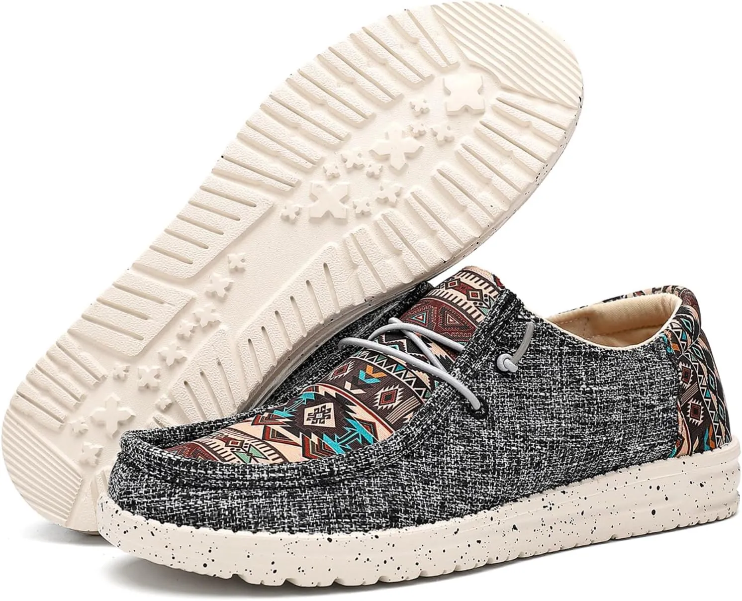 Tongzone Women's Wide Slip On Loafer Walking Shoes Canvas Lightweight Arch Support Sneakers